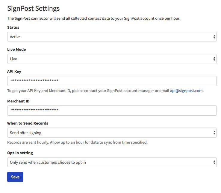 Sign Post Settings